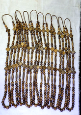 Asian Burmese Old Pumtek petrified Wood Stone beads Long necklace